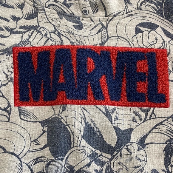 Marvel Comics Childrens Size Large 10-12 Hoodie in Grey with Marvel Characters - Picture 3 of 10